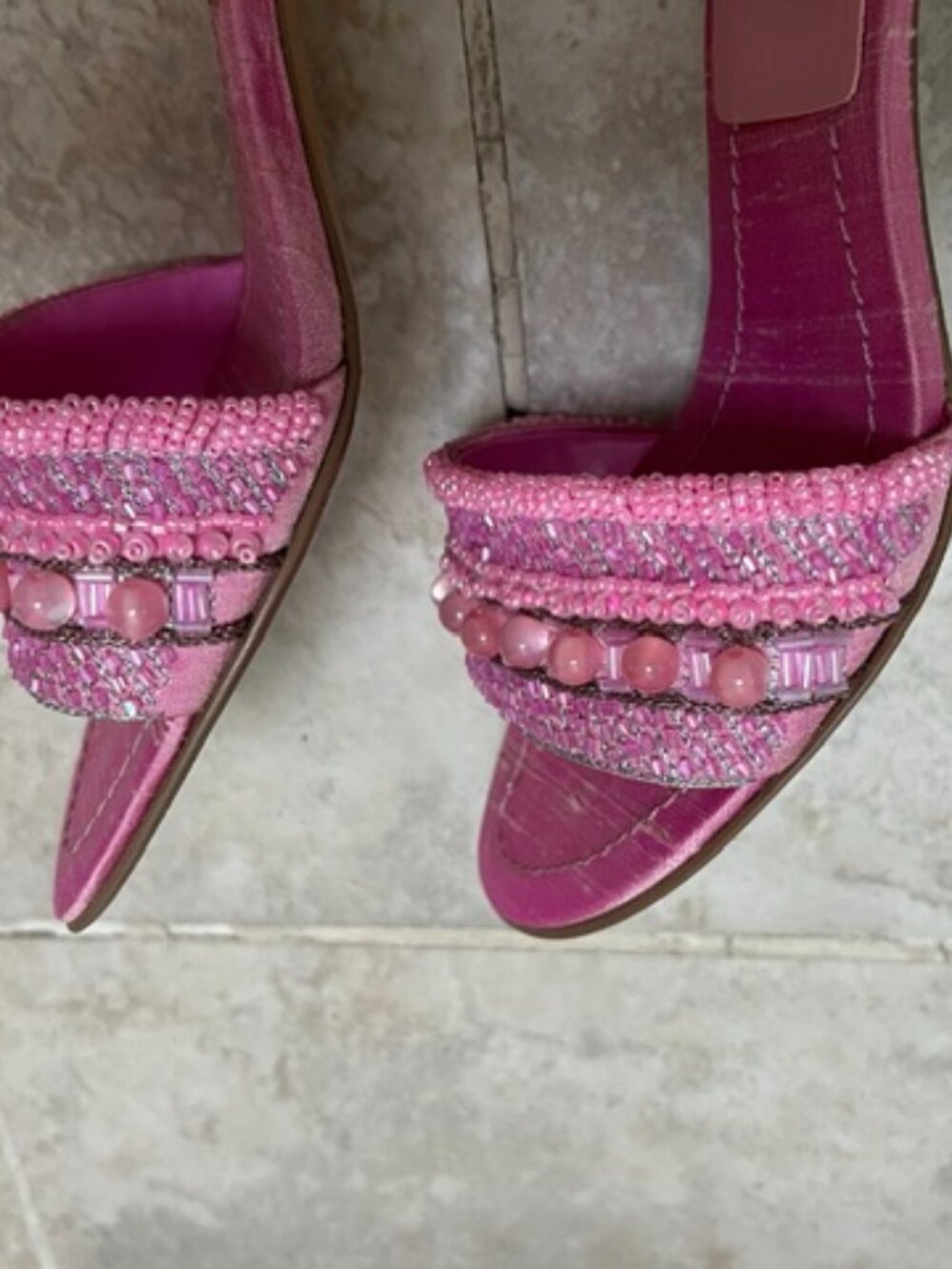 Enzo Angiolini Pink Beaded Sandal Size 7 - Picture 6 of 8